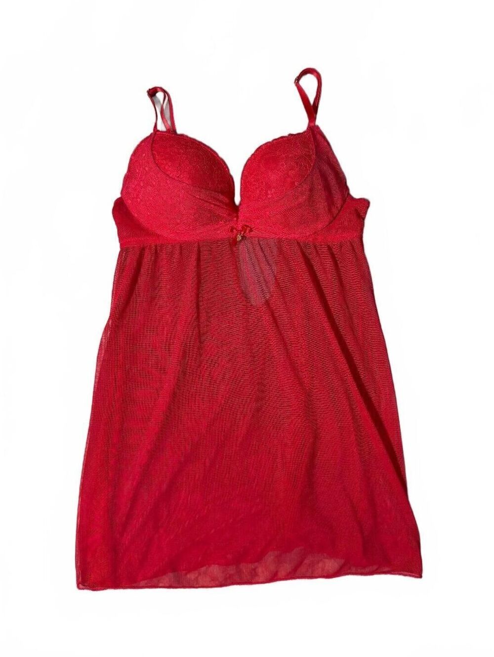 2000s Feminine Daisy Fuentes Red Lingerie Dress Size M